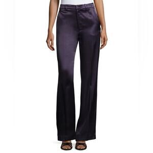 Joseph Fergus Broken Crepe Satin Wide-Leg Evening Pants, Marine Blue NWT 42 M 6